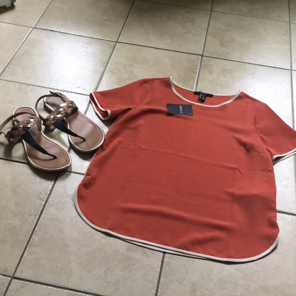 NWT Rust/Cream Forever 21 Woven Top